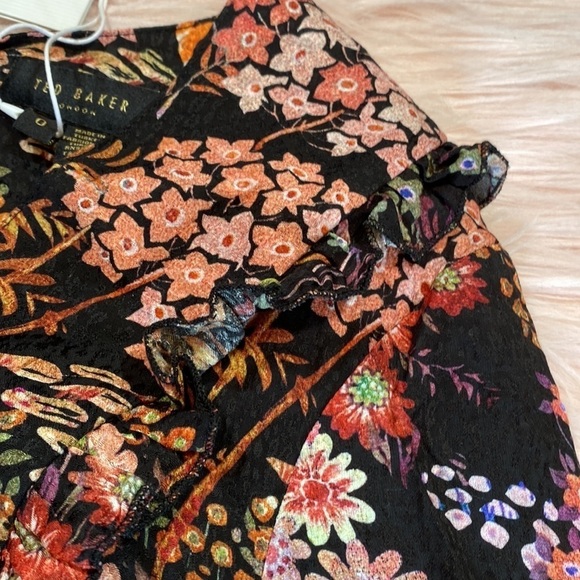 NWT Ted Baker Hendria Floral Mini Dress with Ruffle Details sz 0 - Picture 6 of 16